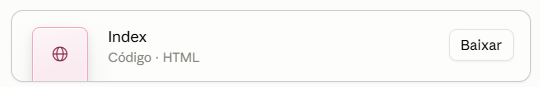 Arquivo HTML gerado pela IA, com o botão de download disponível.